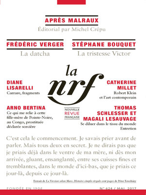 cover image of La Nouvelle Revue Française N° 624 (Mai 2017)